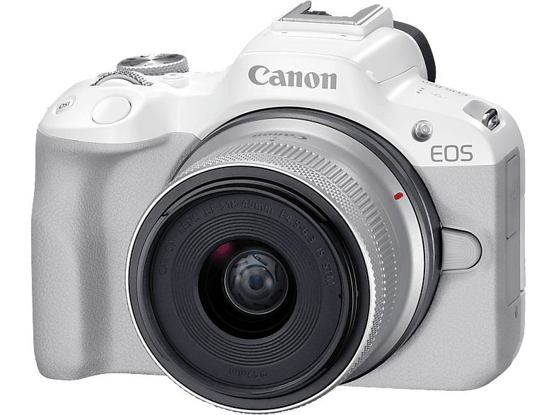 CANON EOS R50 Body + RF-S 18-45mm F4.5-6.3 IS STM Systemkamera mit Objektiv 18 - 45 mm, 7.5 cm Display Touchscreen, WLAN