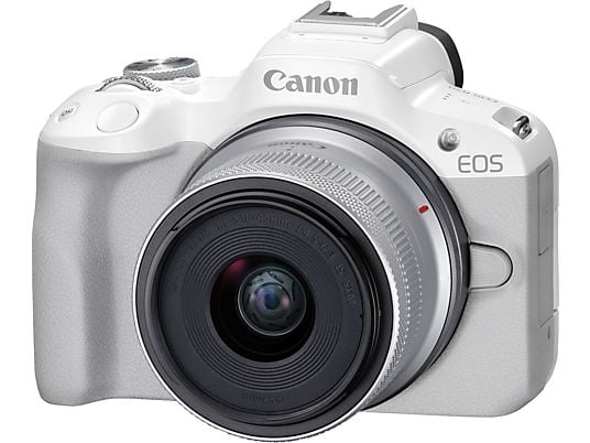 CANON EOS R50 Body + RF-S 18-45mm F4.5-6.3 IS STM - Appareil photo à objectif interchangeable Blanc