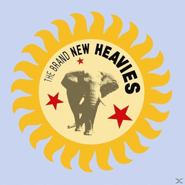 A The Brand New Heavies logója: egy sárga nap elefántsziluettel és piros csillagokkal.