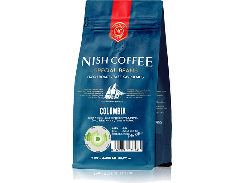 NISH Filtre Kahve Kolombiya Supremo 1000 gr