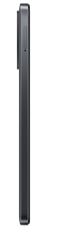 Siyah bir akıllı telefonun kamera çıkıntısı, düğmeleri ve mikrofonu olan yan görünümü.