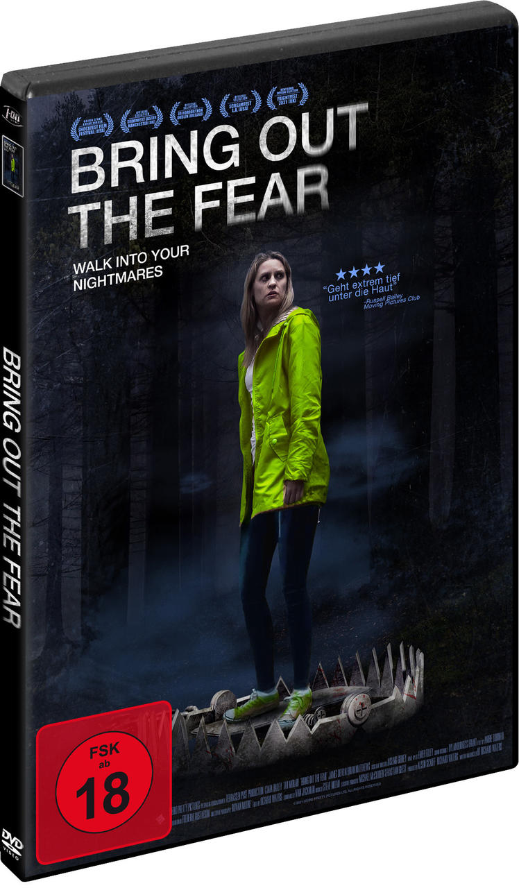 DVD-Hülle des Films 'Bring Out The Fear' mit einer Frau auf einer Bärenfalle.