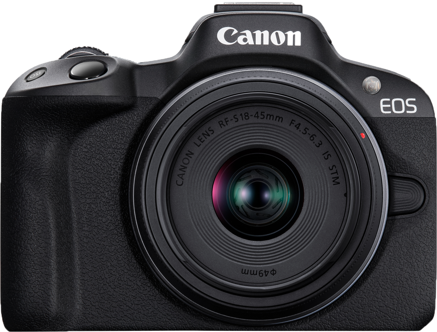 A black camera with a lens.