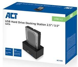 Box with a hard drive docking station, USB 3.2.