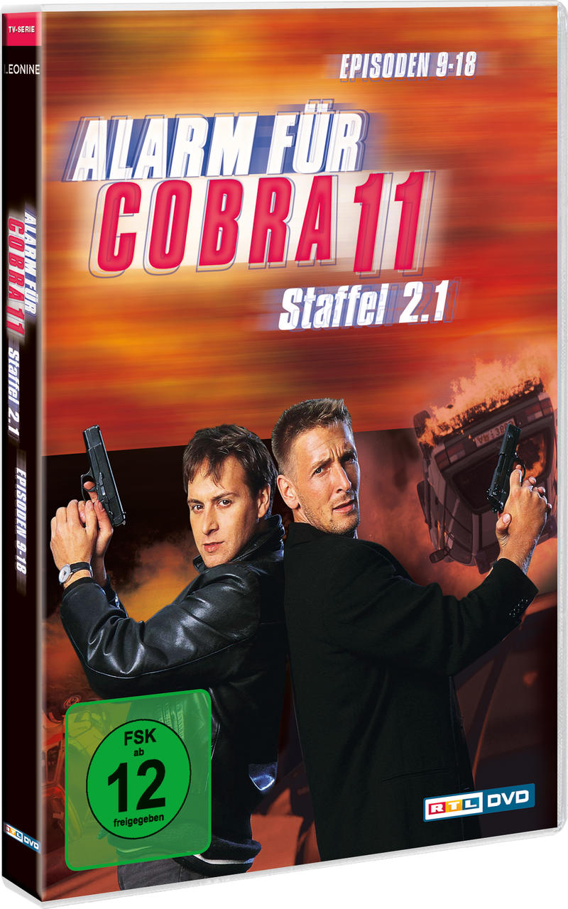 DVD-Cover mit zwei Männern, die Waffen halten, der Titel lautet 'Alarm für Cobra 11'.