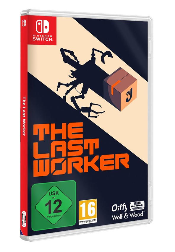 Spielhülle für "The Last Worker". Zeigt einen Roboter, orangefarbenen Text und grüne Bewertung.