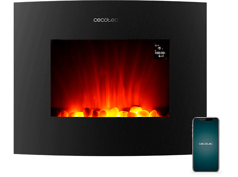 REACONDICIONADO Seminuevo Muy bueno Chimenea eléctrica - Cecotec Ready Warm 2650 Curved Flames Connected, 2000 W, 26'', 2 Modos, WiFi