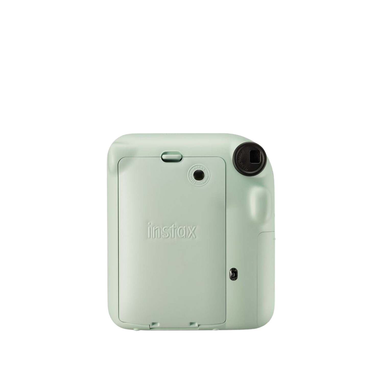 Een lichtgroene Instax-camera met het Instax-logo.