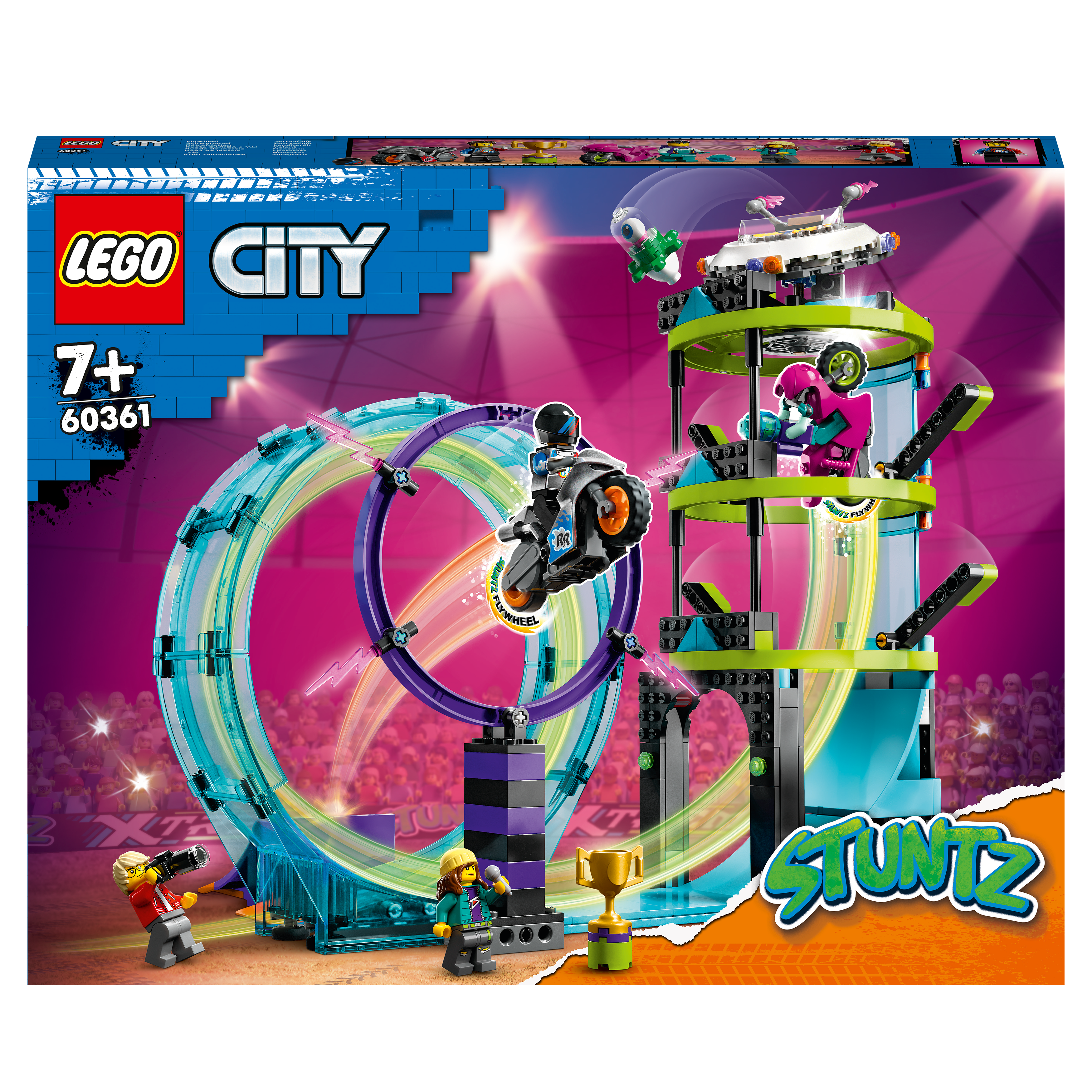 LEGO City Stuntz Set-Box mit Stunt-Kurs und Mini-Figuren.