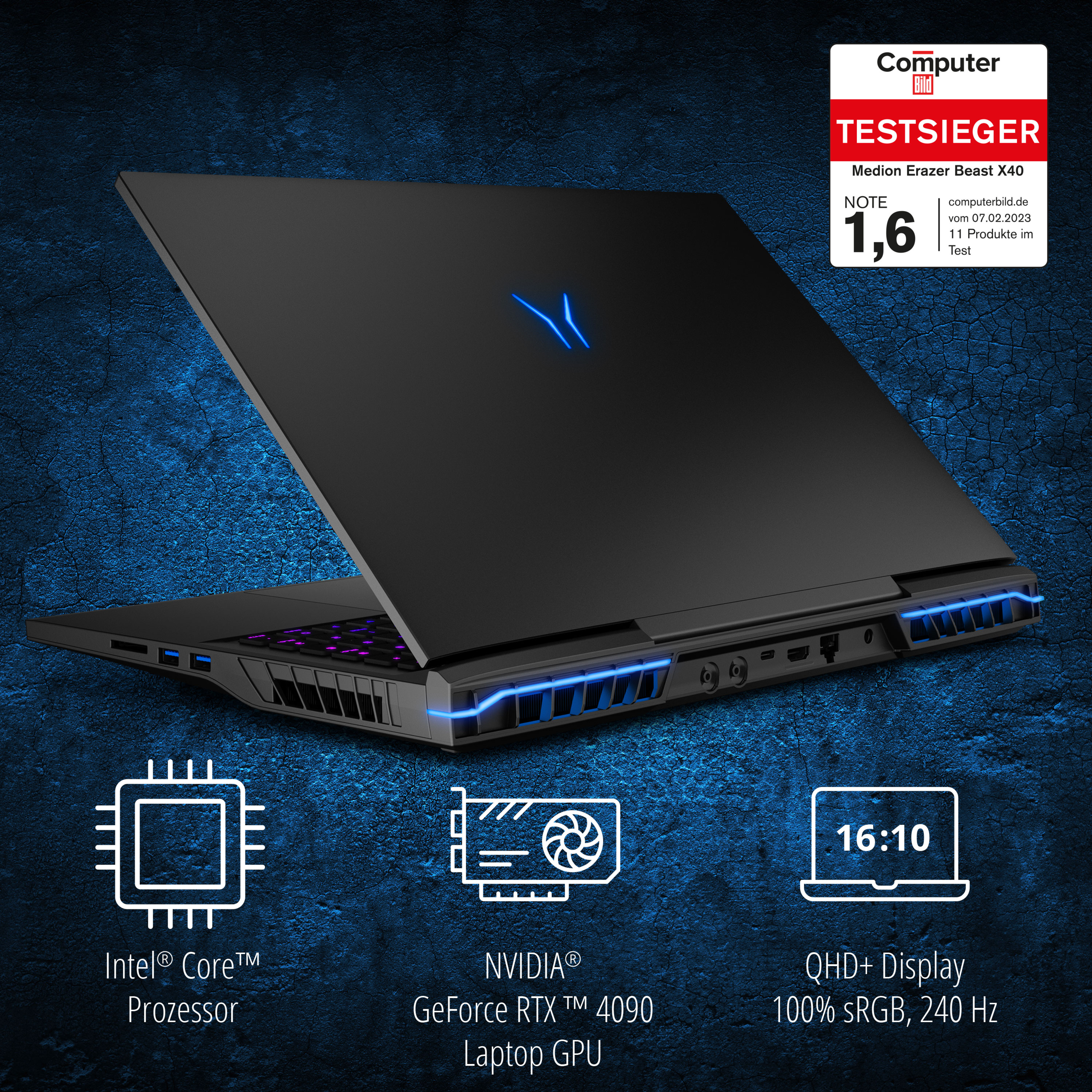 MEDION ERAZER® Beast X40 (MD62507) - 17 Zoll - Intel® Core™ i9 i9-13900HX - 32 GB - 1 TB - NVIDIA GeForce RTX™ 4090 - Windows 11 Home