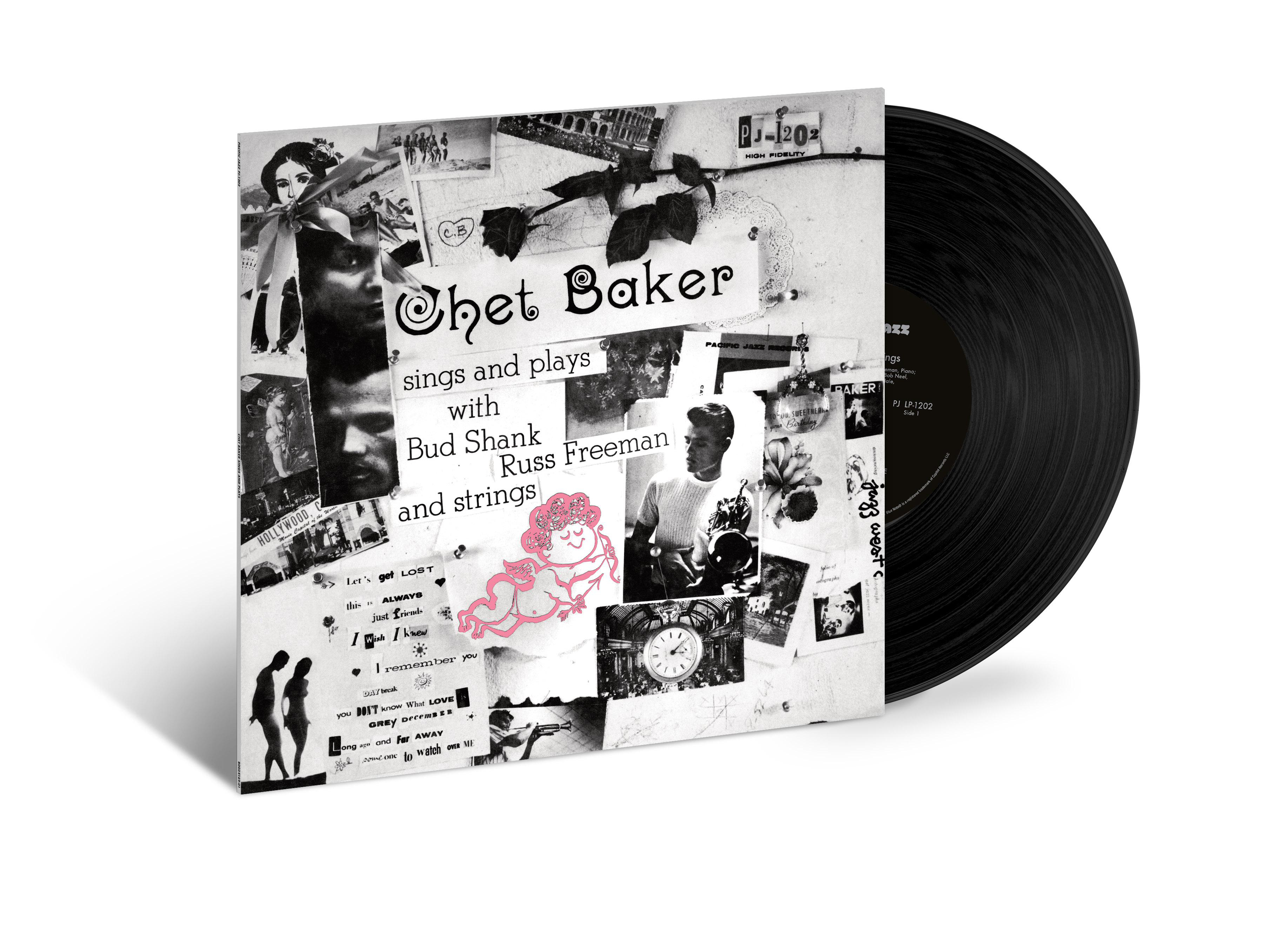 Schallplatte und Albumcover von Chet Baker mit dem Titel 'Sings and Plays with Bud Shank'.