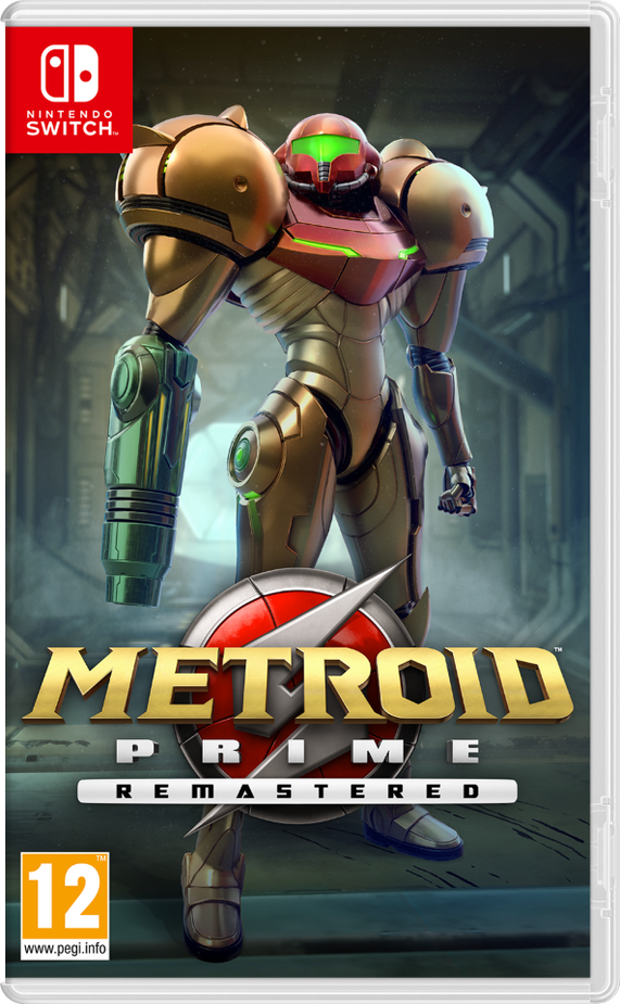 Boîtier de jeu Metroid Prime Remastered pour Nintendo Switch avec un personnage.