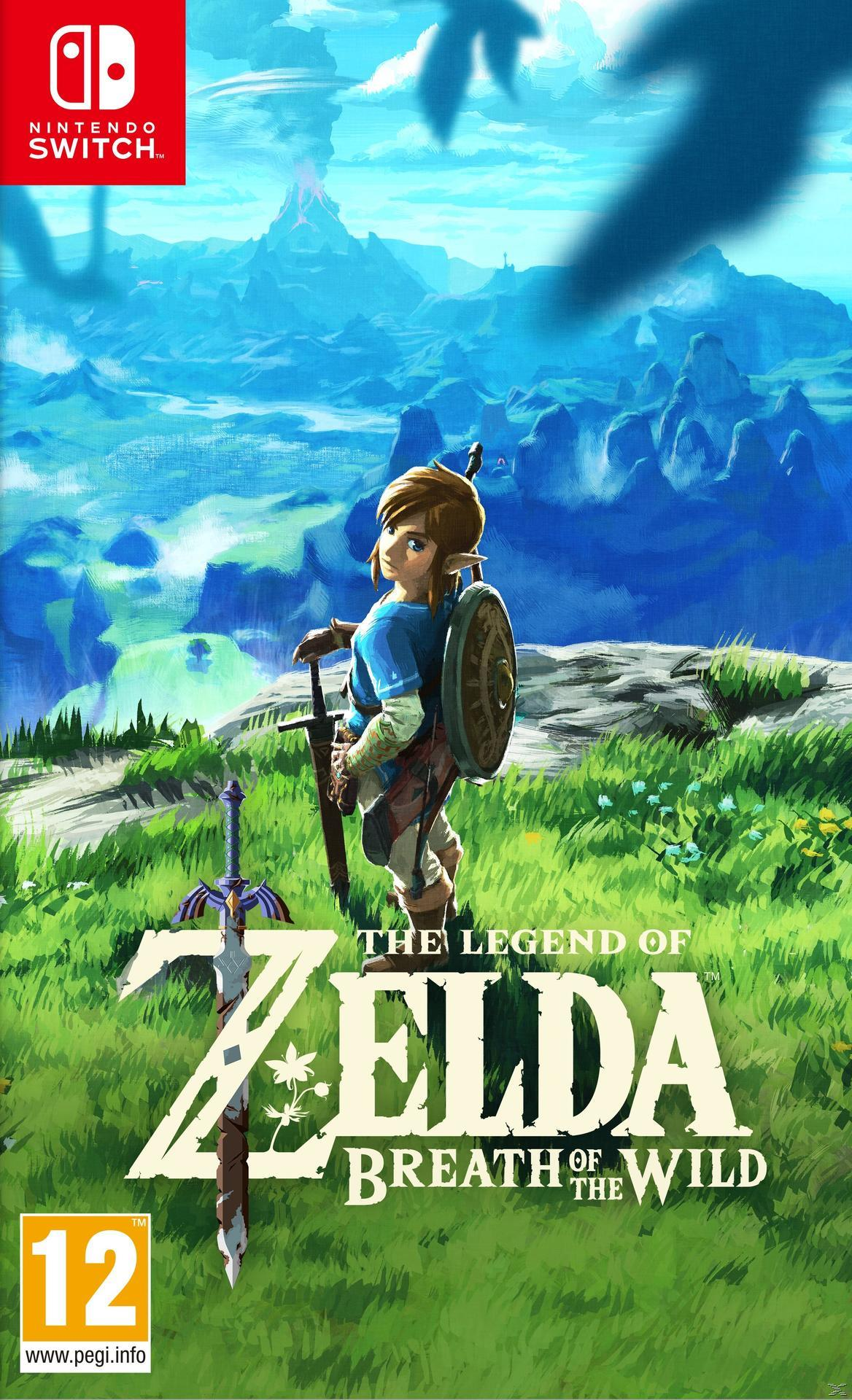 Cover-Art für The Legend of Zelda: Breath of the Wild, ein Videospiel. Eine Figur steht und hält ein Schwert.