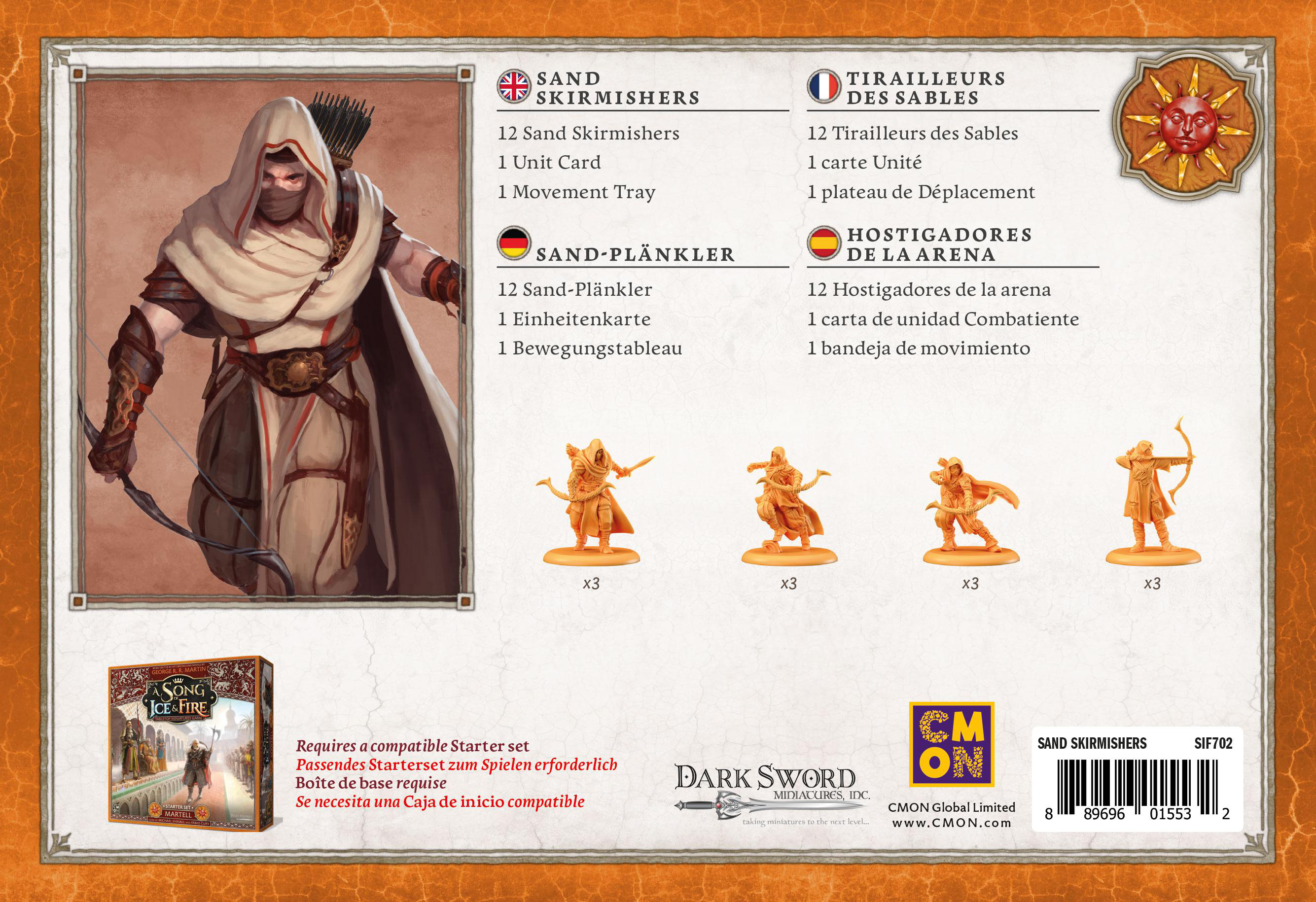 Box-Art für das 'A Song of Ice & Fire' Miniaturenspiel, mit Figuren und Text.