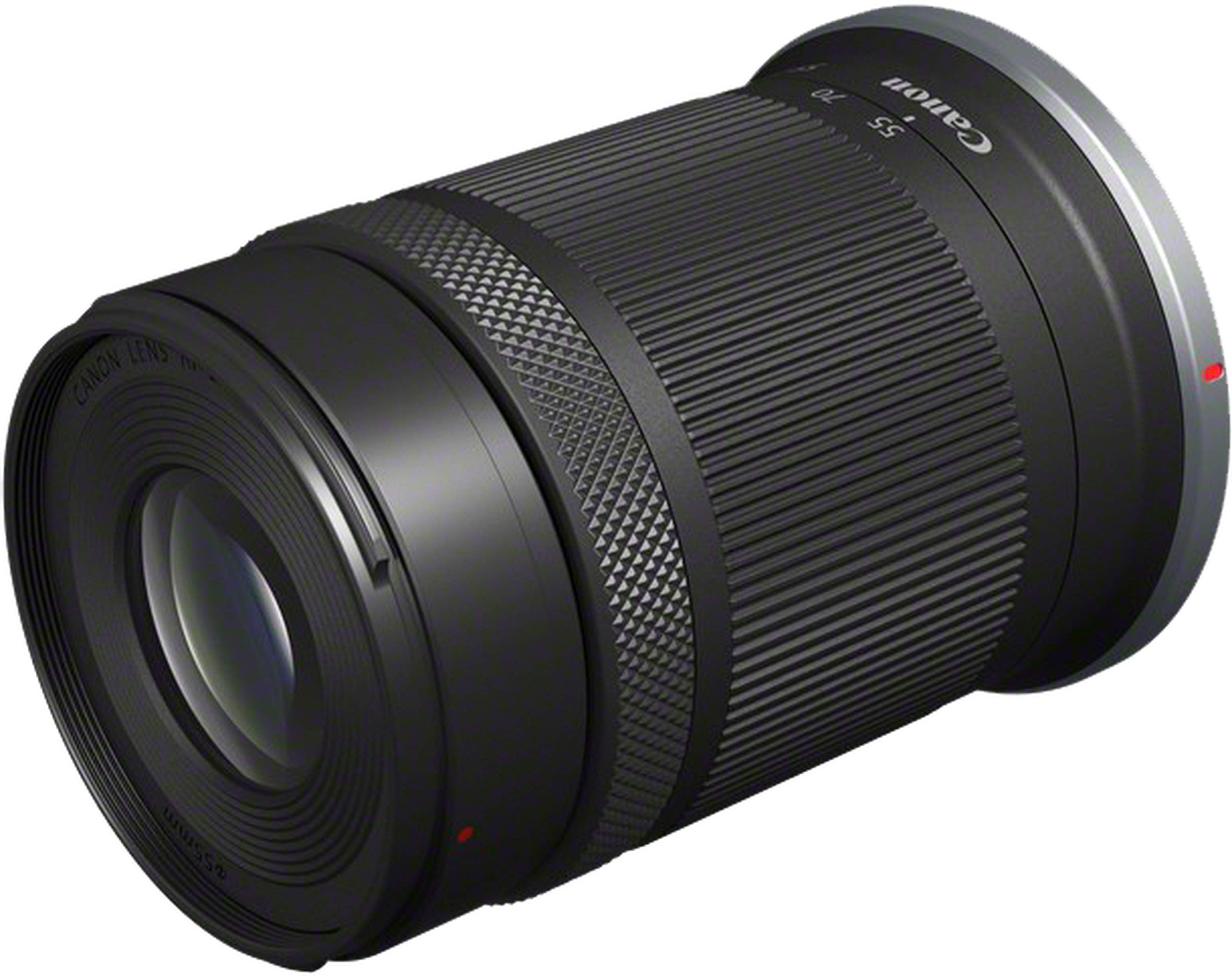 Gros plan d'un objectif d'appareil photo noir avec 'Canon' et spécifications de l'objectif.