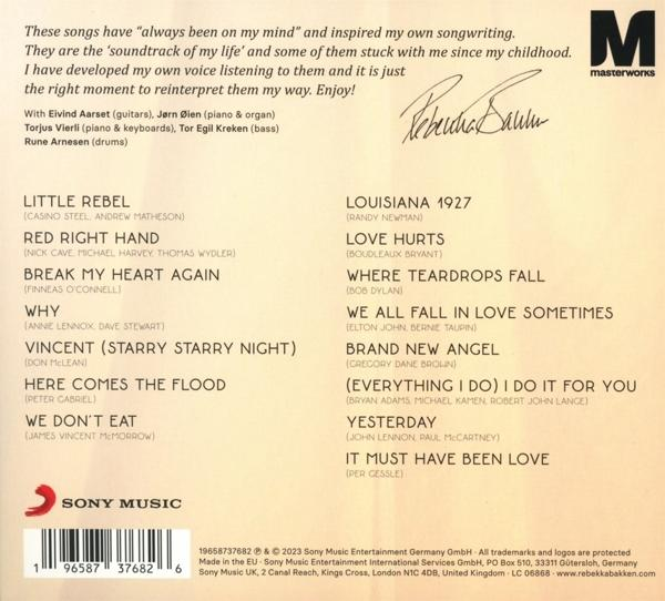 Rückseite der CD-Hülle. Songtexte und Credits sind sichtbar, Sony Music Logo.
