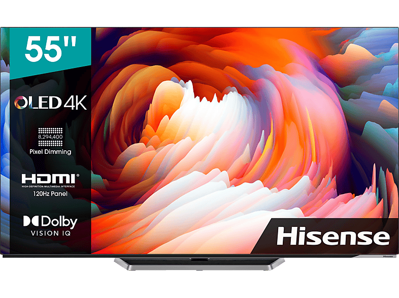 HISENSE 55A85G OLED TV (Flat, 55 Zoll / 139 cm, OLED 4K, SMART TV, VIDAA U5.0)