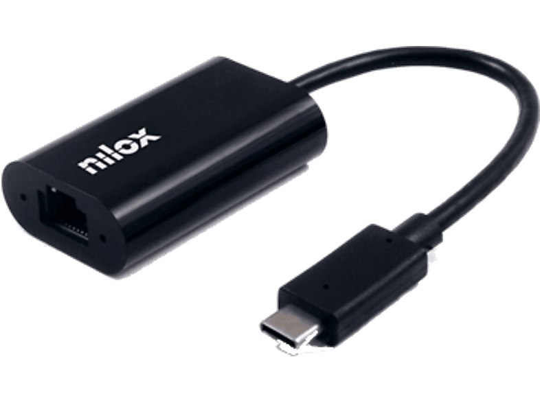 Adaptador USB - Nilox NXADAP06, 1000 Mbit/s, Tipo C a ethernet macho hembra, RJ45, Negro