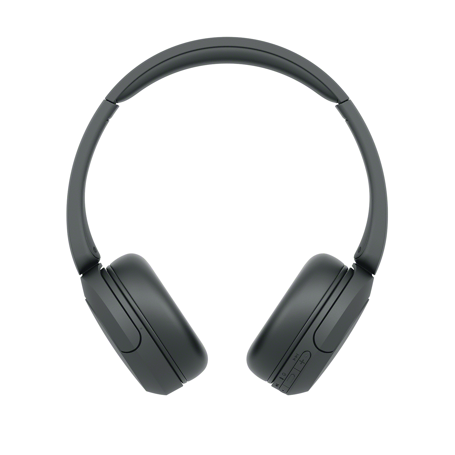 Over-ear koptelefoon, zwart, geïsoleerd op een witte achtergrond.