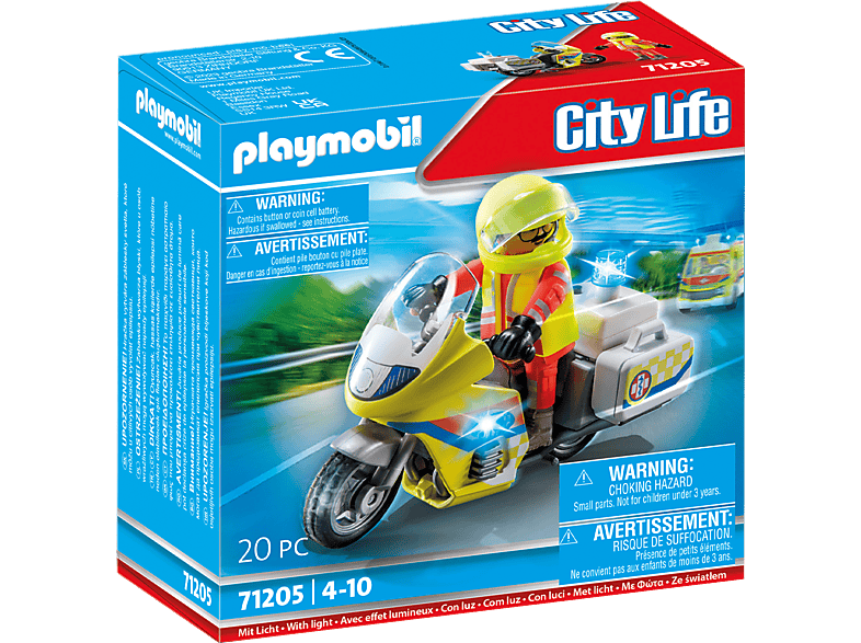 Playmobil 71205 City Life: Notarzt-Motorrad mit Blinklicht (4-10 Jahren); Speilset