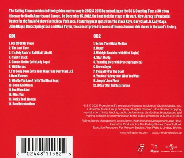 Szöveg egy CD borítón, amely a The Rolling Stones dalait, a szerzői jogot és a stáblistát sorolja fel.