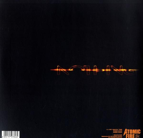 Schwarzes Albumcover. Das Wort 'NOTHING' ist in einer orangefarbenen, leuchtenden Schrift geschrieben.