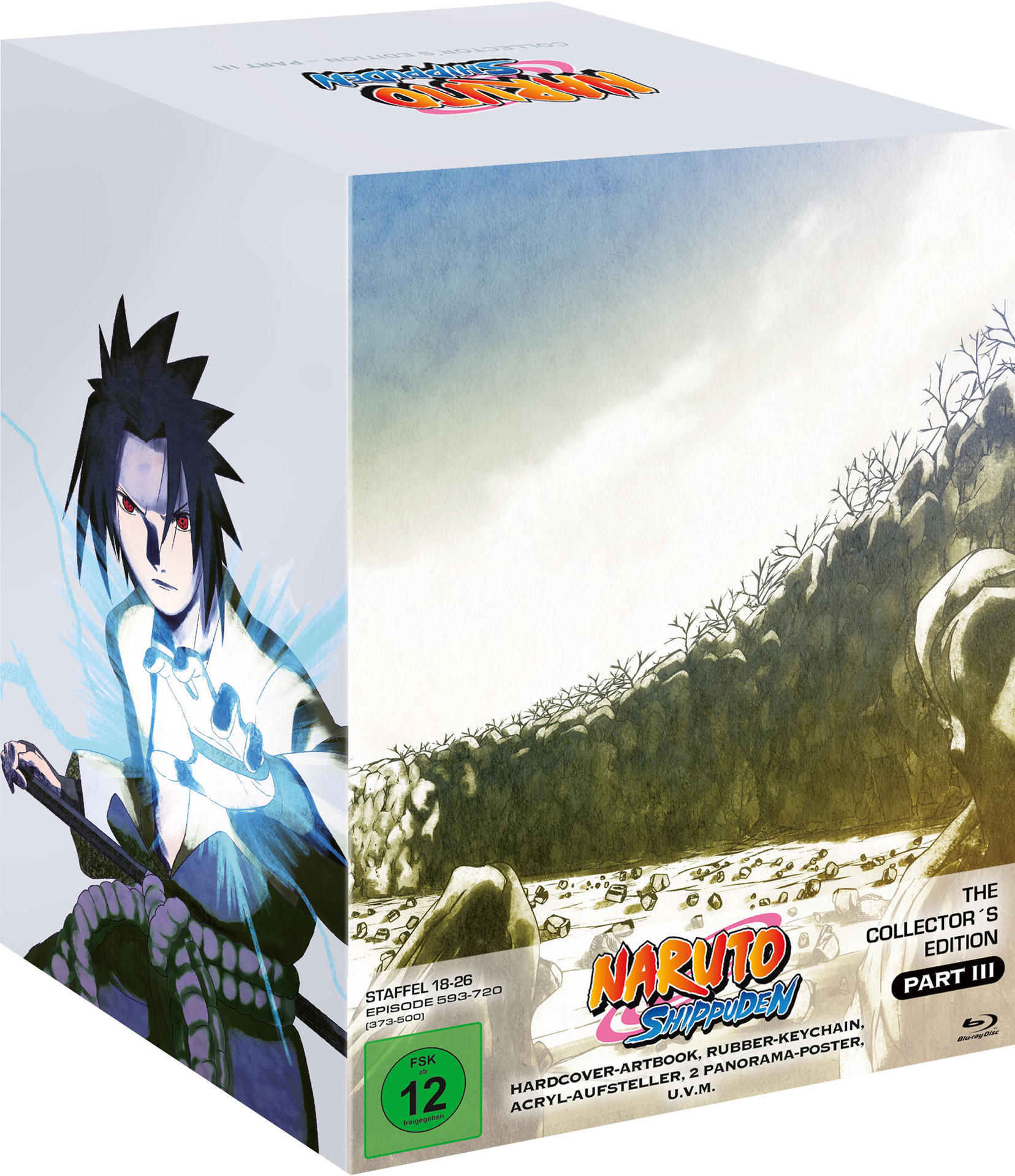 Eine Videospielbox. Das Box-Art zeigt eine Figur mit einem Schwert. Der Titel lautet Naruto Shippuden.