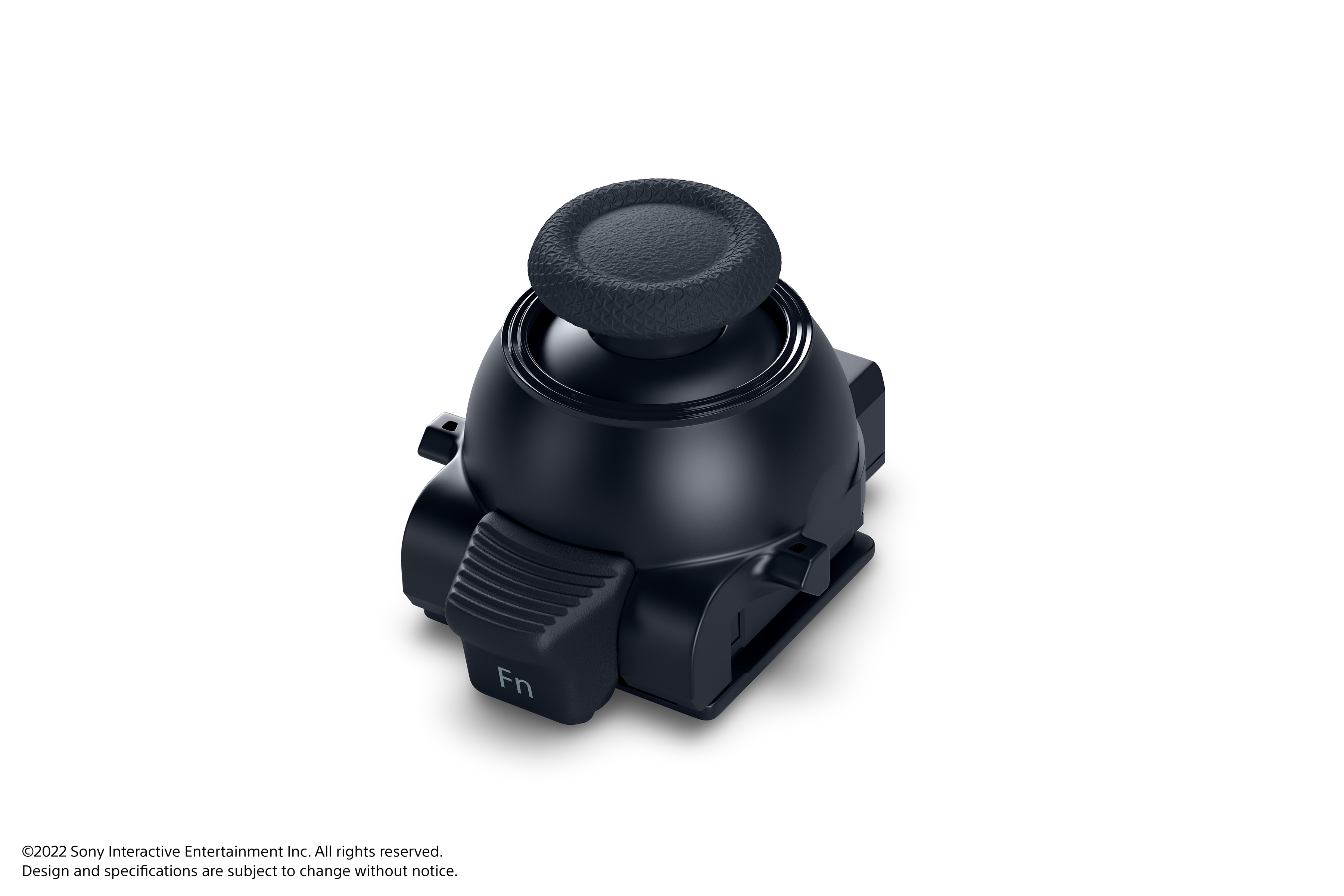 Schwarzer Controller-Joystick auf weißem Hintergrund.