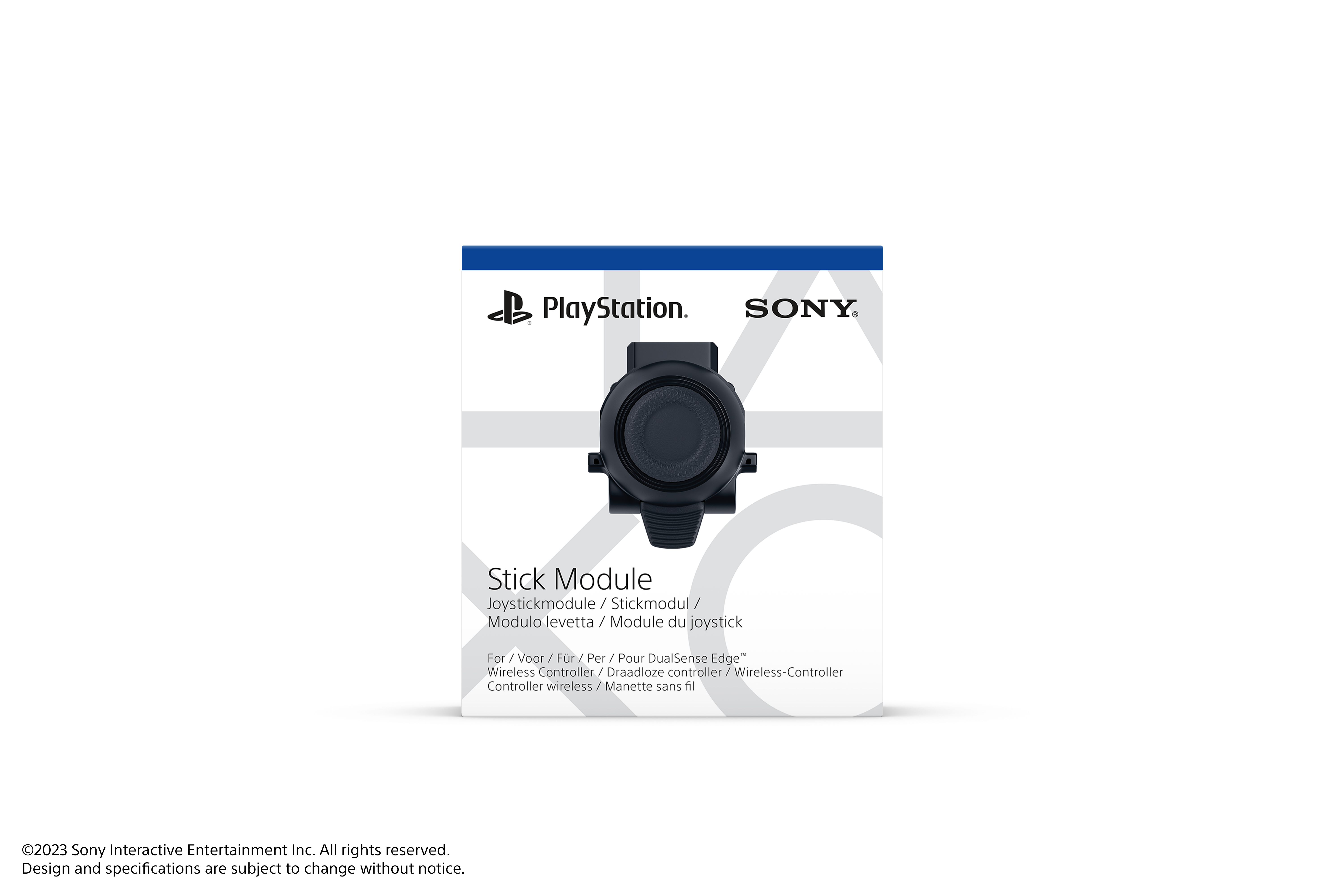 PlayStation-Stick-Modul in Verpackung, mit weißem Hintergrund.