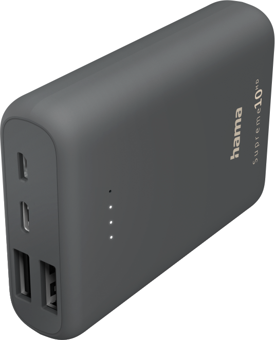 Batterie externe Hama gris foncé. Avec ports et indicateurs LED.