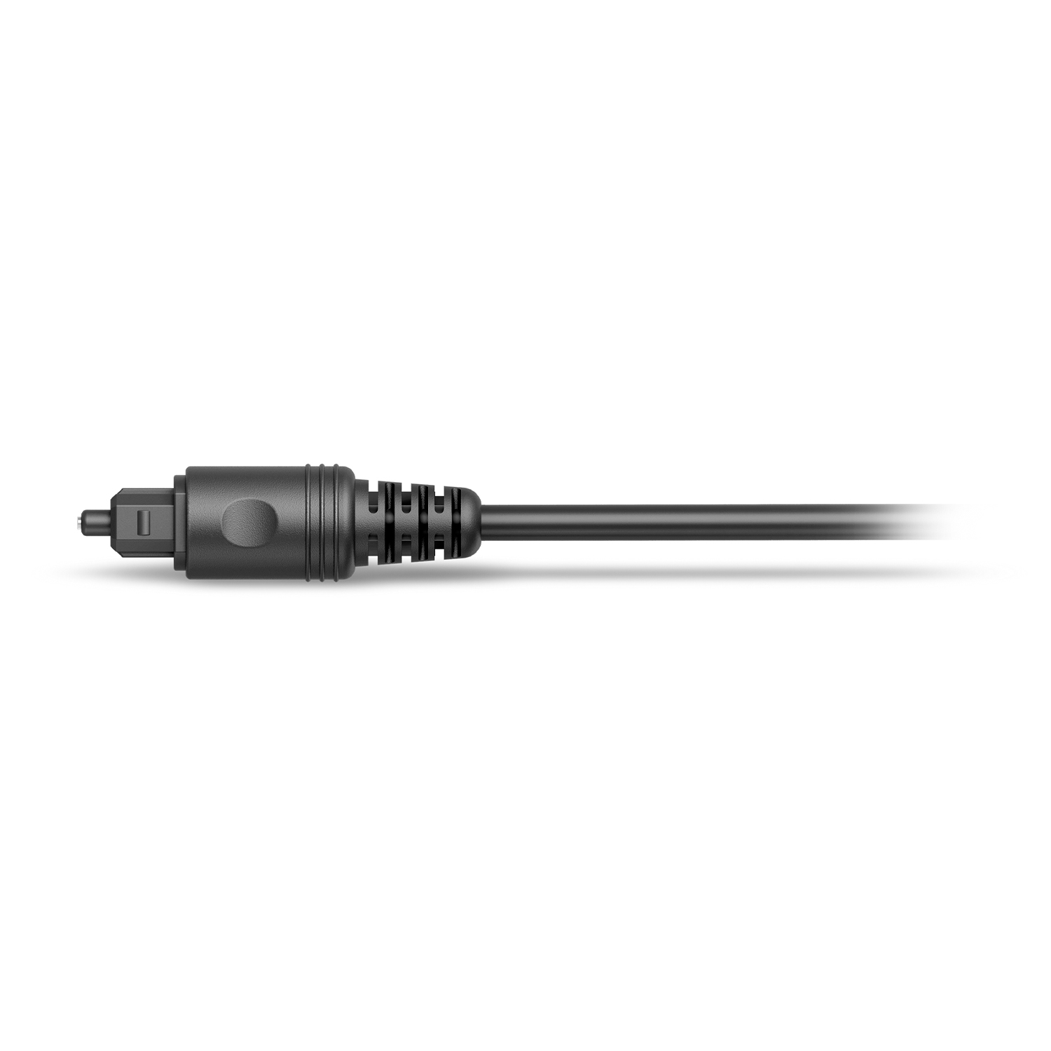 Cavo audio ottico con connettore nero. Il cavo è nero.