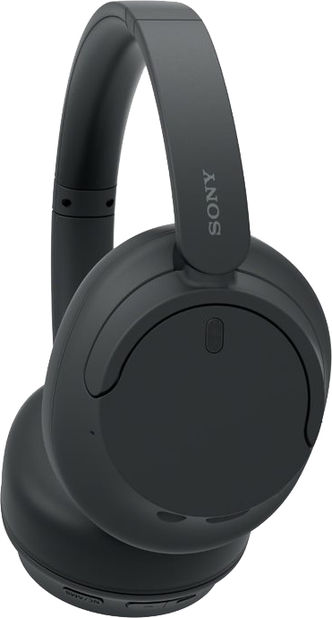 Fekete Sony fejhallgató. A SONY szó a fejpánton.