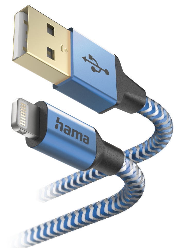 HAMA FIC E3 Lightning adatkábel, reflective, 1,5 méter, kék (201553)