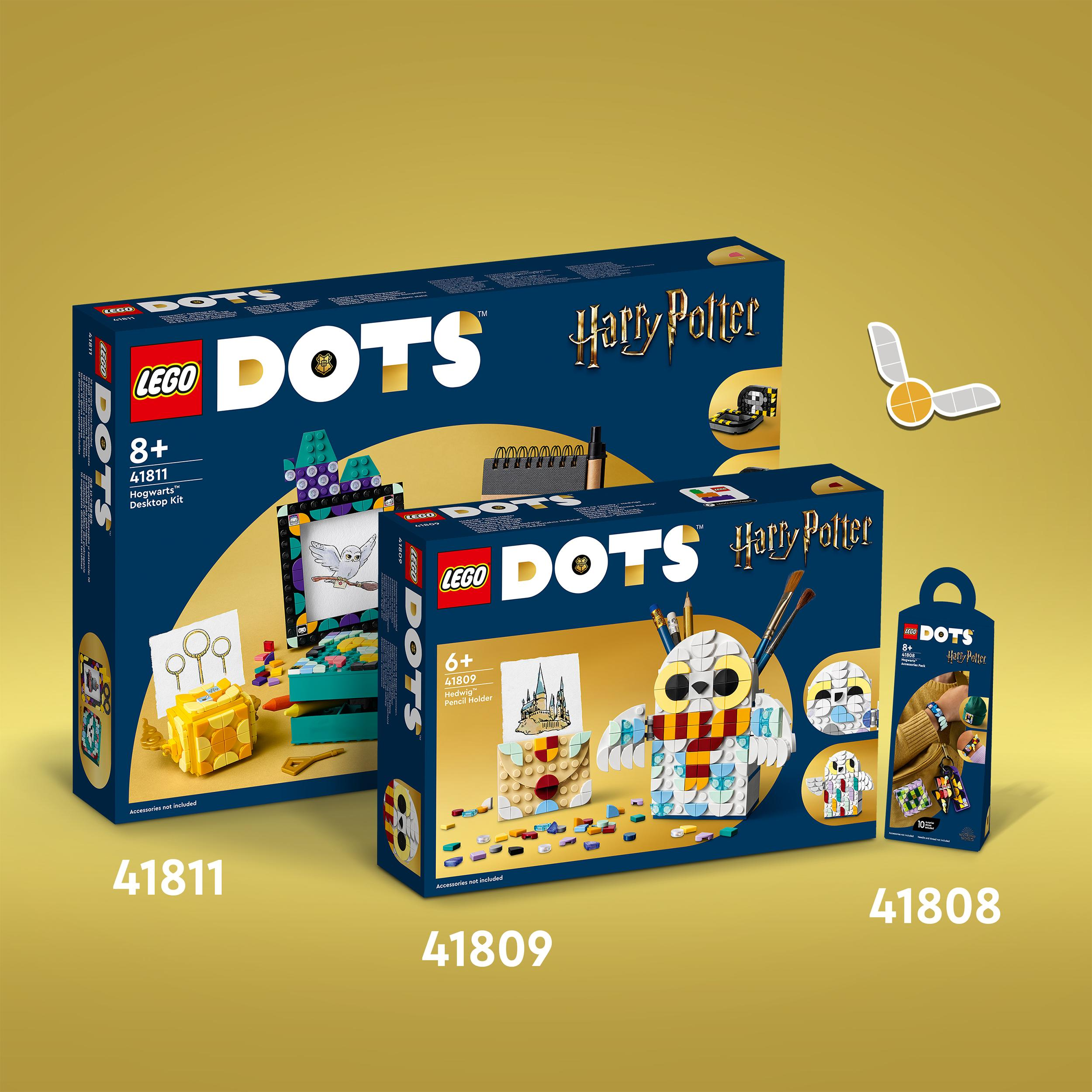 LEGO Dots Harry Potter Sets. Boxen und ein kleines Add-on werden angezeigt.