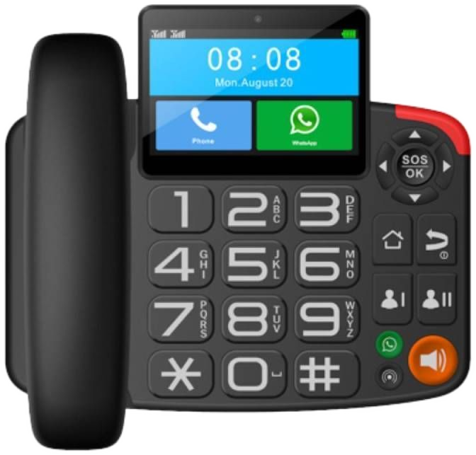 MAXCOM Téléphone fixe de bureau avec carte SIM et Whatsapp (MM42D)