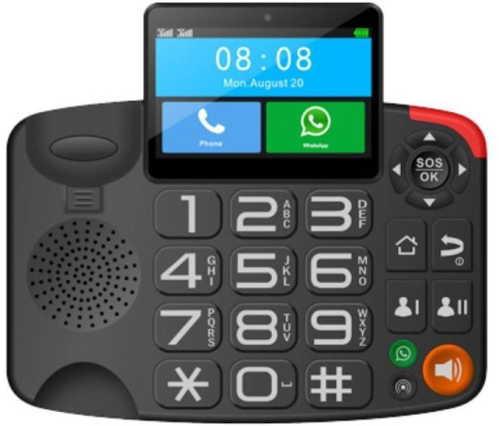 MAXCOM Téléphone fixe de bureau avec carte SIM et Whatsapp (MM42D)