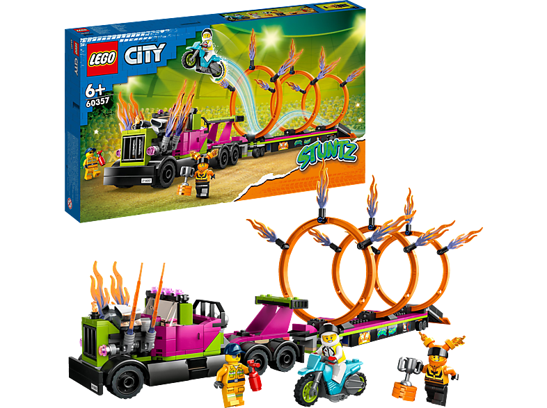 LEGO City Stuntz 60357 Stunttruck mit Feuerreifen-Challenge Bausatz, Mehrfarbig Kunststoff