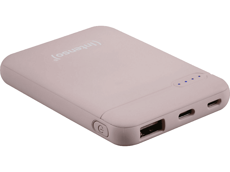 INTENSO XS5000 powerbank, 5000 mAh, 5v, 2,1A, USB-A és USB Type-C, rózsaszín (7313523)