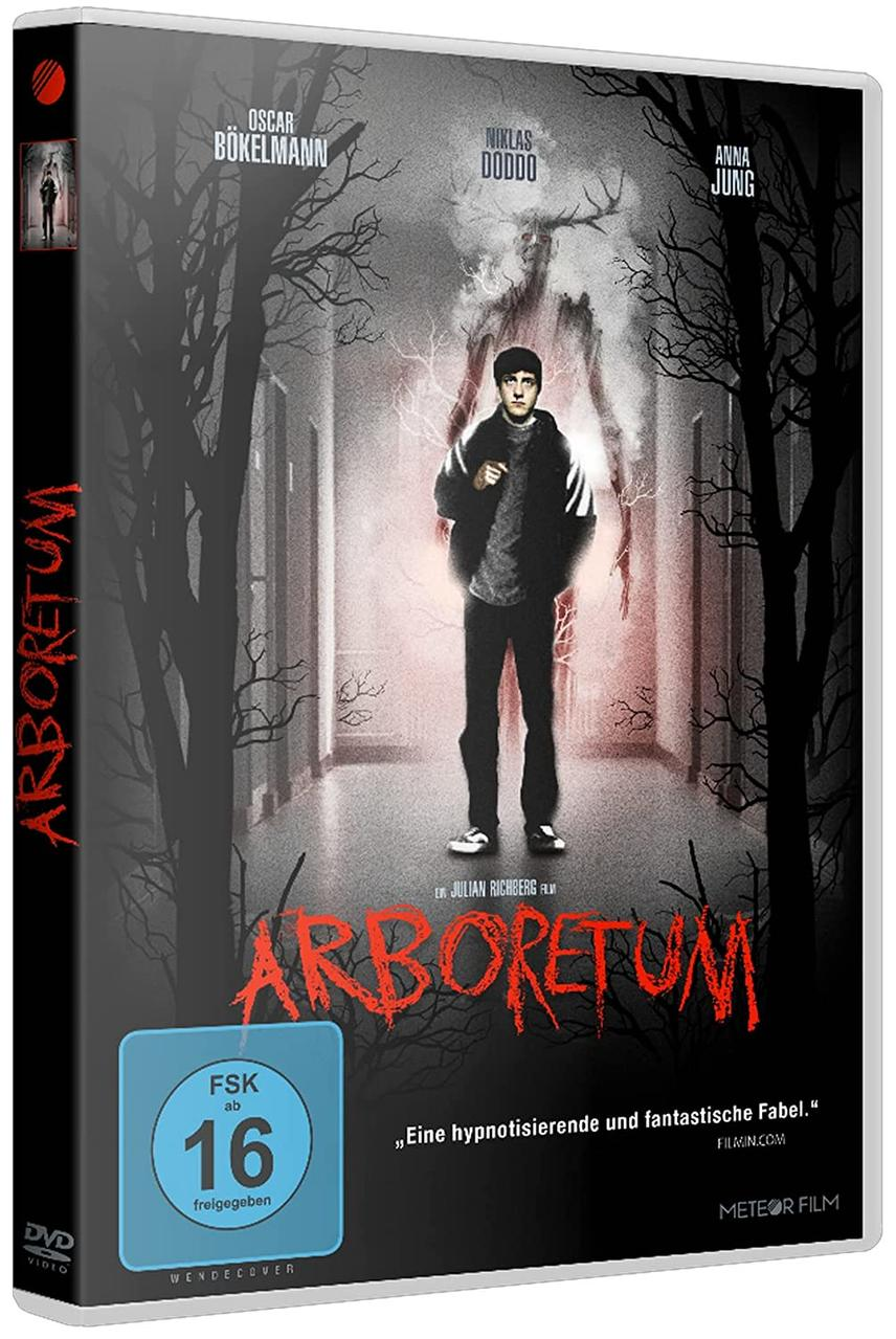 DVD-Hülle für den Film Arboretum, mit dunklem Waldhintergrund.