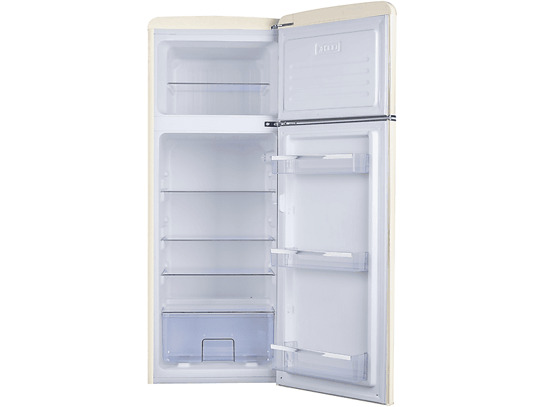AMICA KGC 15635 B Retro Edition Kühlgefrierkombination (E, 206 l, 1440 mm hoch, Beige)