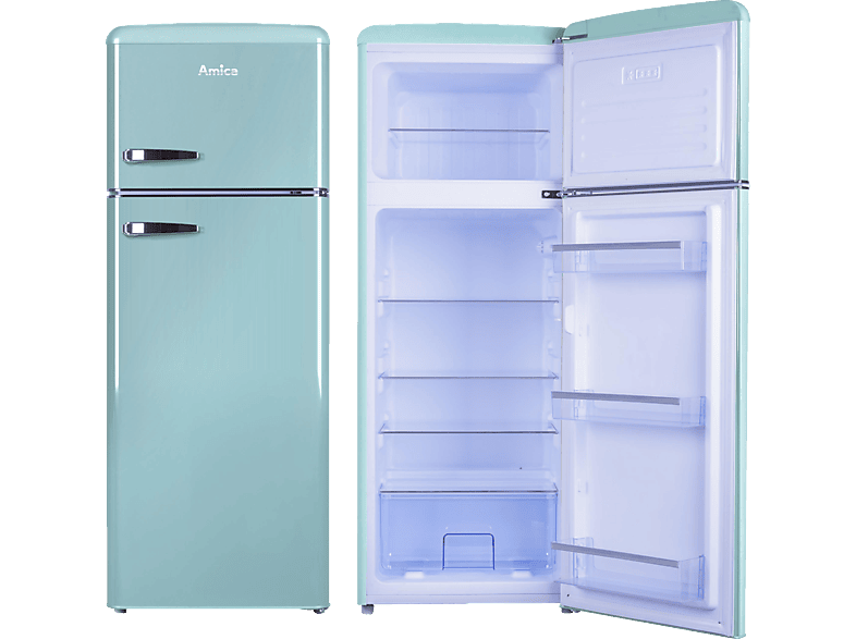 AMICA KGC 15632 T Retro Edition Kühlgefrierkombination (E, 206 l, 1440 mm hoch, Türkis)