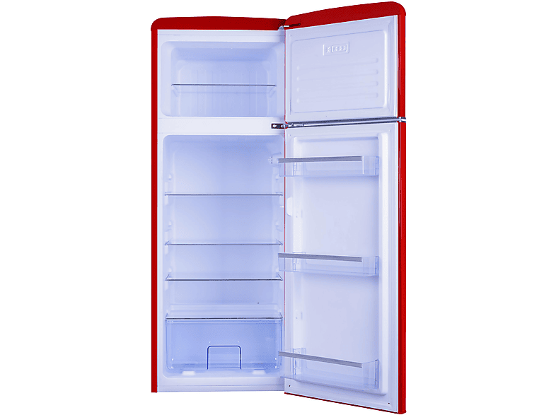 AMICA KGC 15630 R Retro Edition Kühlgefrierkombination (E, 206 l, 1440 mm hoch, Rot)