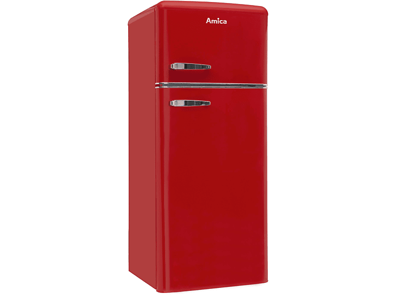 AMICA KGC 15630 R Retro Edition Kühlgefrierkombination (E, 206 l, 1440 mm hoch, Rot)