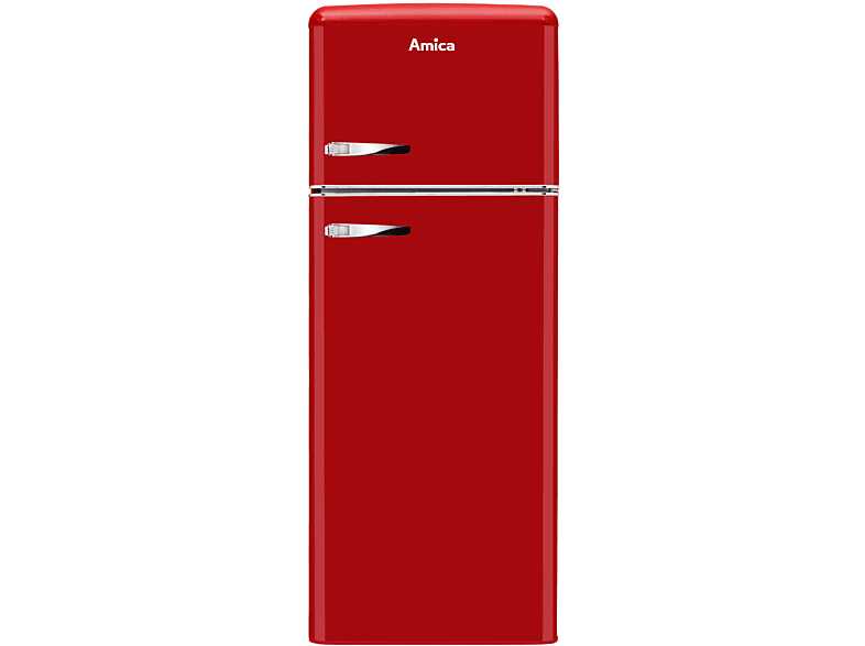 AMICA KGC 15630 R Retro Edition Kühlgefrierkombination (E, 206 l, 1440 mm hoch, Rot)