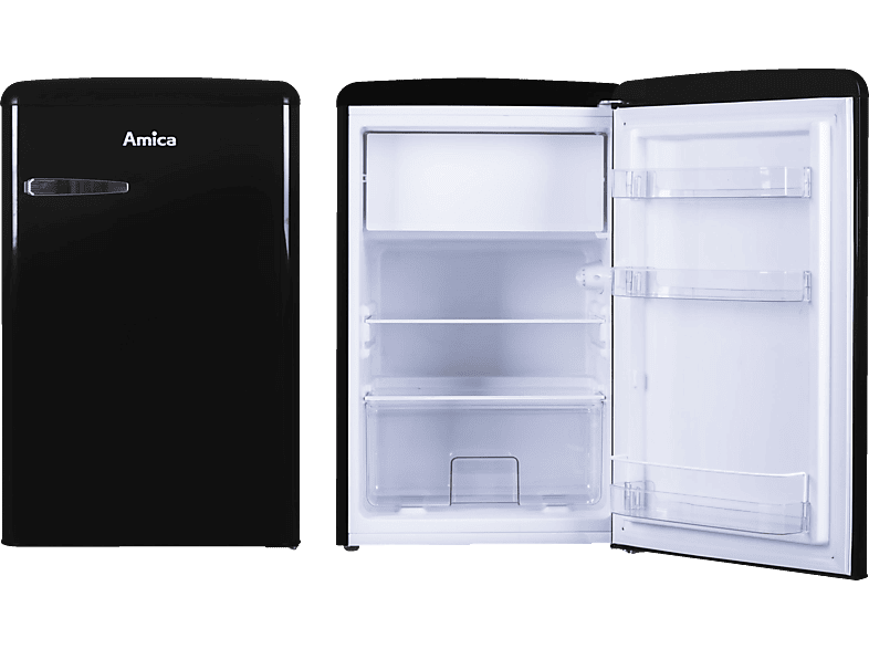 AMICA KS 15614 S Retro Edition Kühlschrank (E, 860 mm hoch, Schwarz)  Freistehende Kühlschränke | MediaMarkt