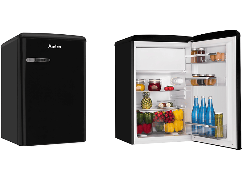 AMICA KS 15614 S Retro Edition Kühlschrank (108 l, E, 860 mm hoch, Schwarz)
