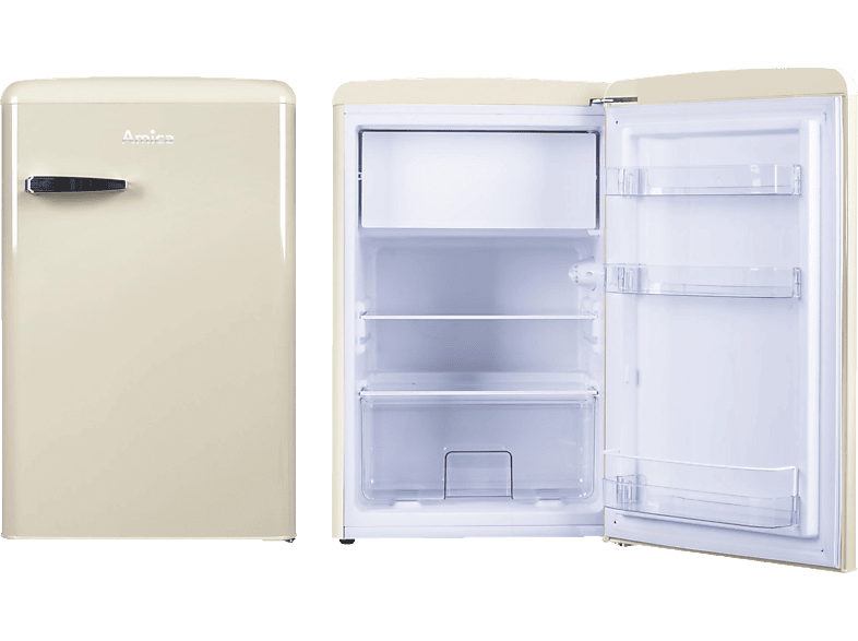B hoch, | (E, Kühlschrank AMICA KS 860 mm Beige) Kühlschränke Edition 15615 Freistehende Retro MediaMarkt