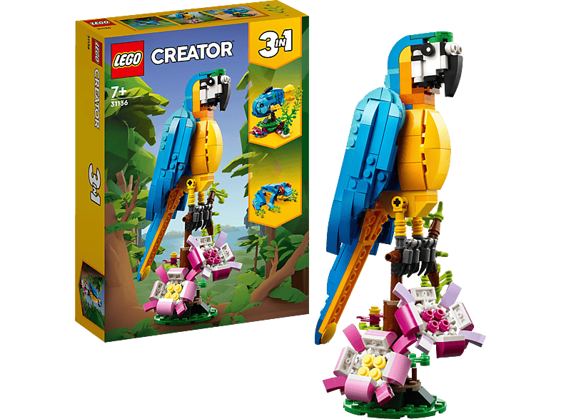LEGO Creator 31136 Exotischer Papagei Bausatz, Mehrfarbig