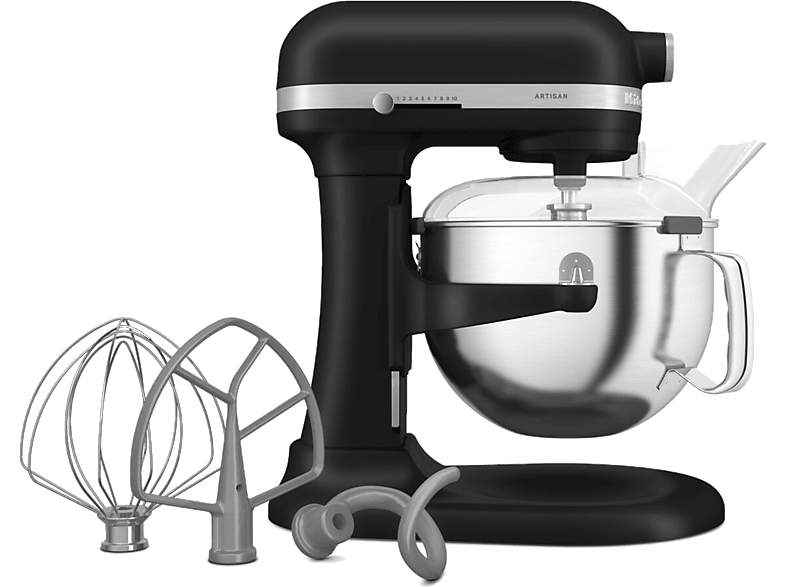 Kitchen Aid 5KSM60SPX Artisan Küchenmaschine mit Schüsselheber Matt Schwarz (Rührschüsselkapazität: 5,6 l, 375 Watt)