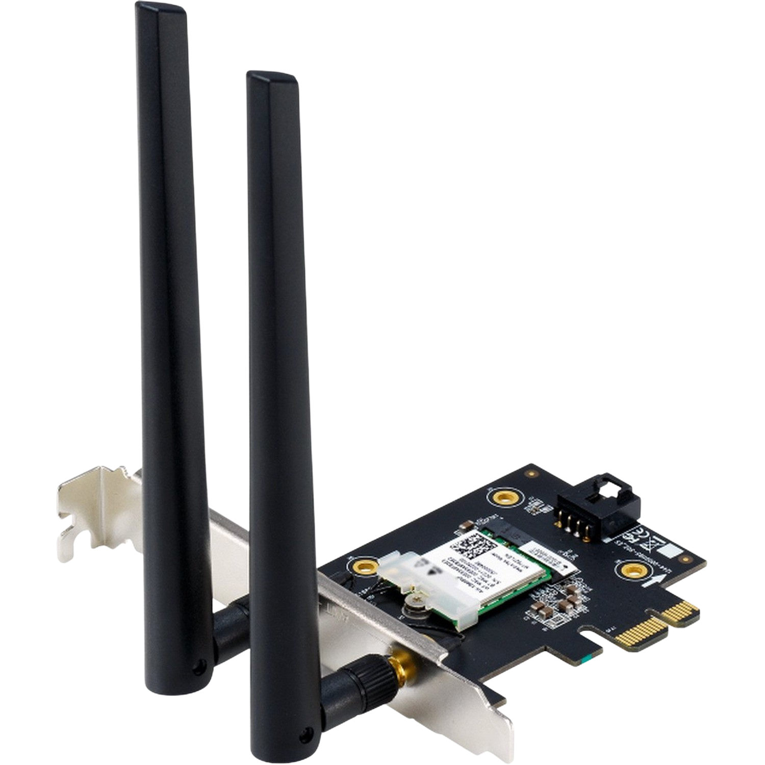 A computer card with two black antennas.